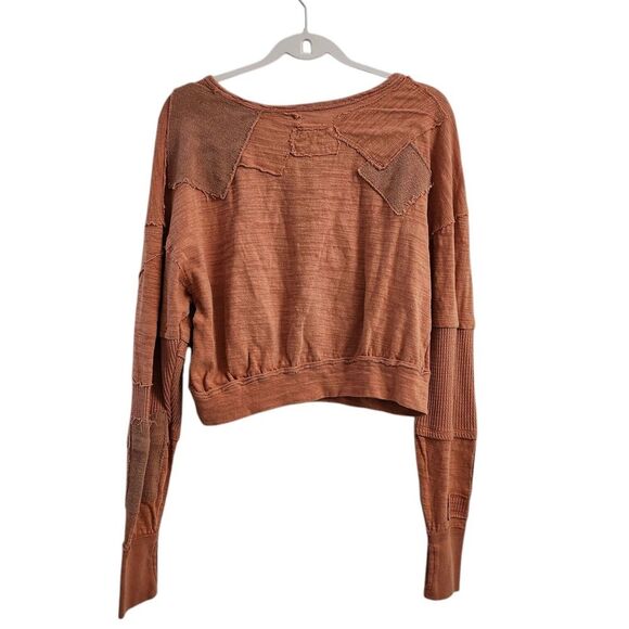 We The Free People 5 Star Tee Small Sweet Cinnamon Slouchy Patched Boho‎ Top - Picture 3 of 11